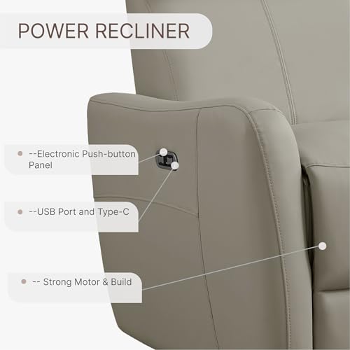 Power Leather Recliner Chair with USB Port Electric Swivel Rocker Nursery Glider Sofa for Living Room Bedroom, Terracotta Brown