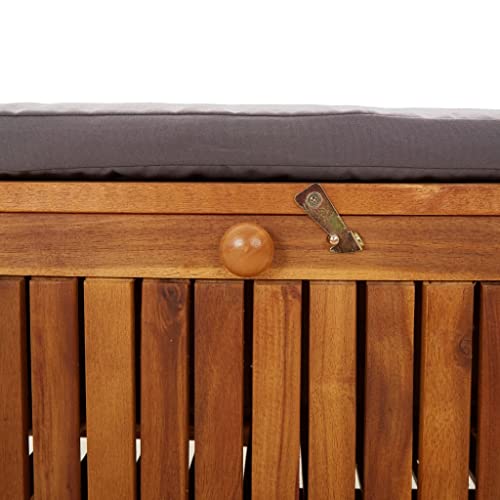 Patio Storage Bench with Cushion 35.8" Solid Wood Acacia,Acacia Wood Outdoor Garden Storage Bench with Seat Cushion for Comfortable Seating Outdoor Furniture, Storage Benches
