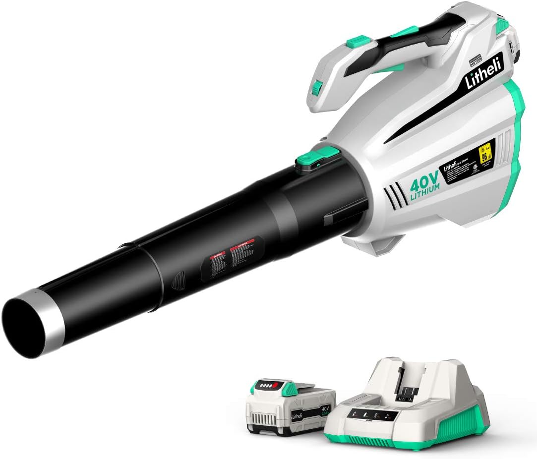Litheli Cordless Leaf Blower 40V, Battery Leaf Blowers for Lawn Care, Lightweight Axial Blower for Blowing Leaf, Dust, Debris, with 2.0Ah Battery & Charger Included