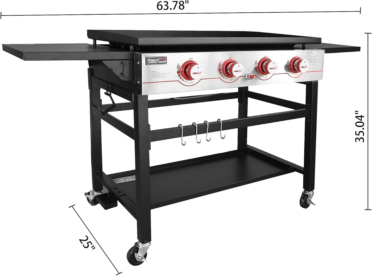 Royal Gourmet GB4000 36-inch 4-Burner Flat Top Propane Gas Grill Griddle, for BBQ, Camping, Red