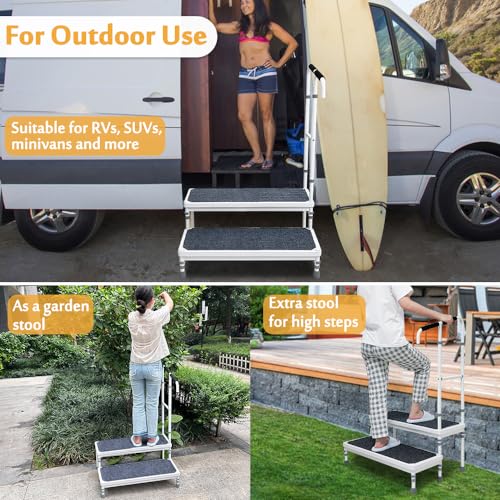 Bedside Steps for High Beds Assist Rail Medical Step Stool with Handle for Elderly Adults Bed Stairs Adjustable Step Platform Mobility Stepping Foot Stool for Bed Handicap 400lb Step Ramp