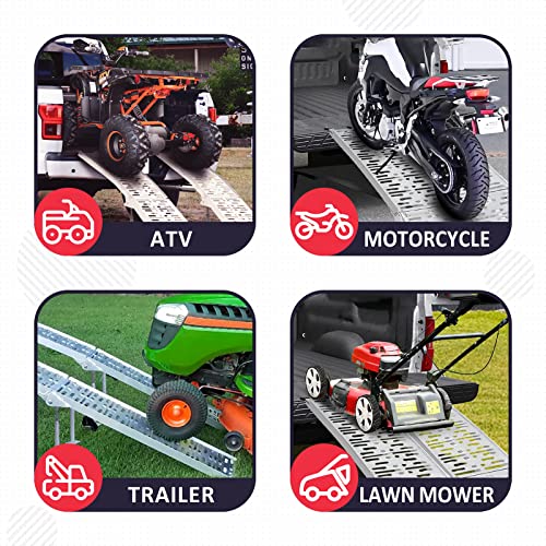 PENSUN Truck Loading Ramps with Support Legs, 7.5FT Aluminum Folding Ramps with 2650lbs Max Loading, Upgraded ATV Loading Ramps for Pickup Truck, Motorcycles, Dirt Bikes, Lawnmowers, Snowblower / 2Pcs