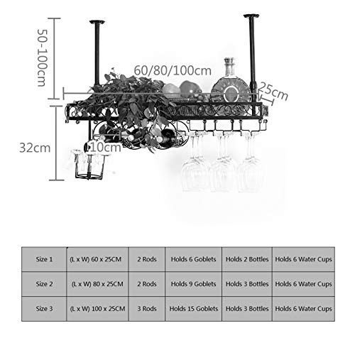 Wine Rack Wall Mounted - Bar Floating Wine Rack Creativity Iron Upside Down Stemware let Wine Glass Holder Ceiling Decoration Shelf for Restaurant or Cafe - Black The New Fashionable