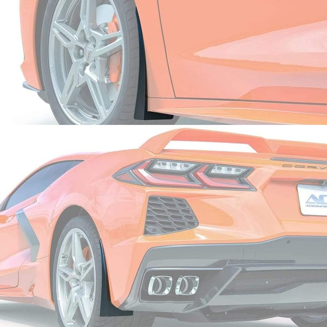ACS Composite C8 Corvette Rock Guards Splash Guards Mud Flaps | Painted Carbon Flash Black | Fits 2020+ Z51 & Non-Z51
