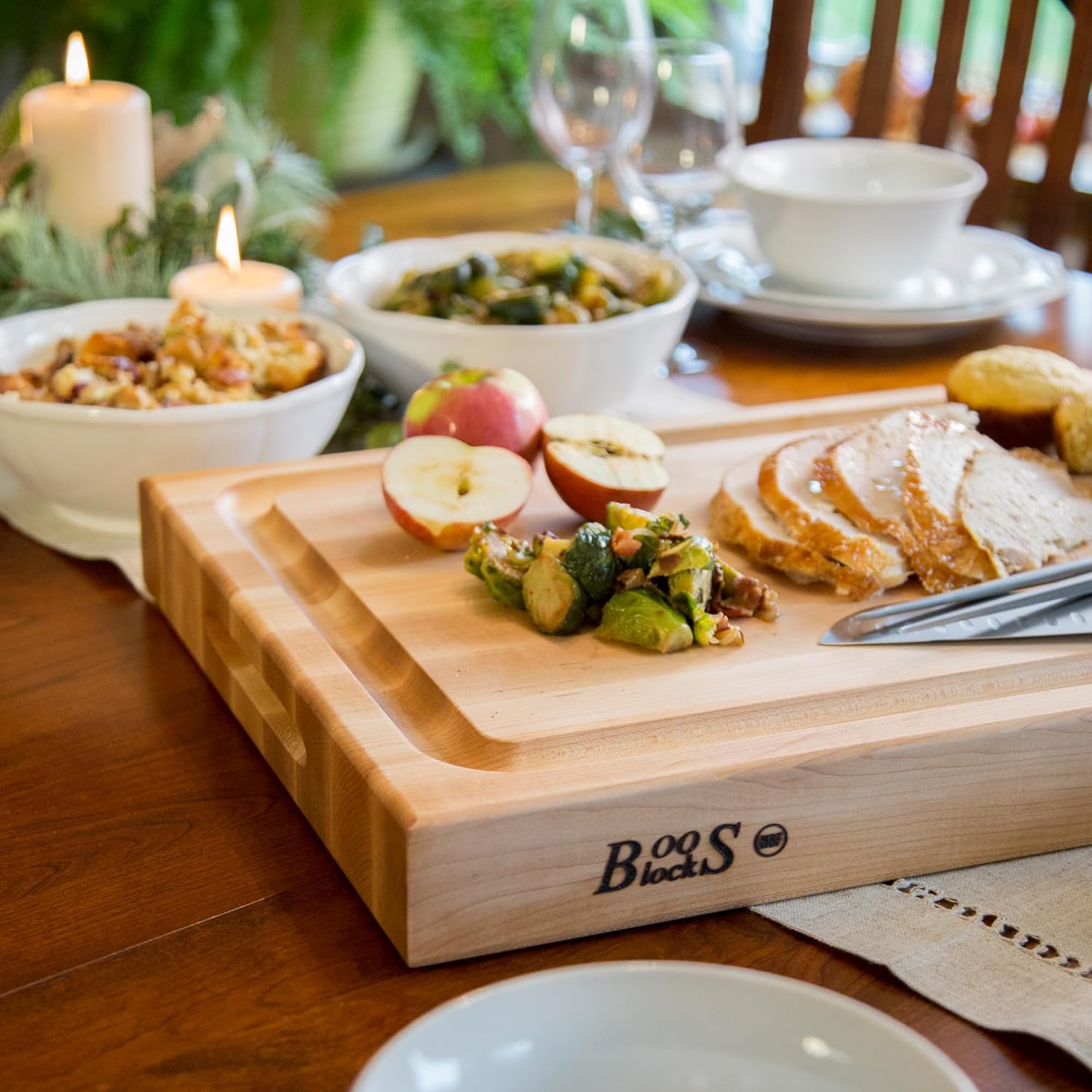John Boos Boos Block RA-Board Series Large Reversible Wood Cutting Board, 20” x 15” x 2 1/4”, Maple