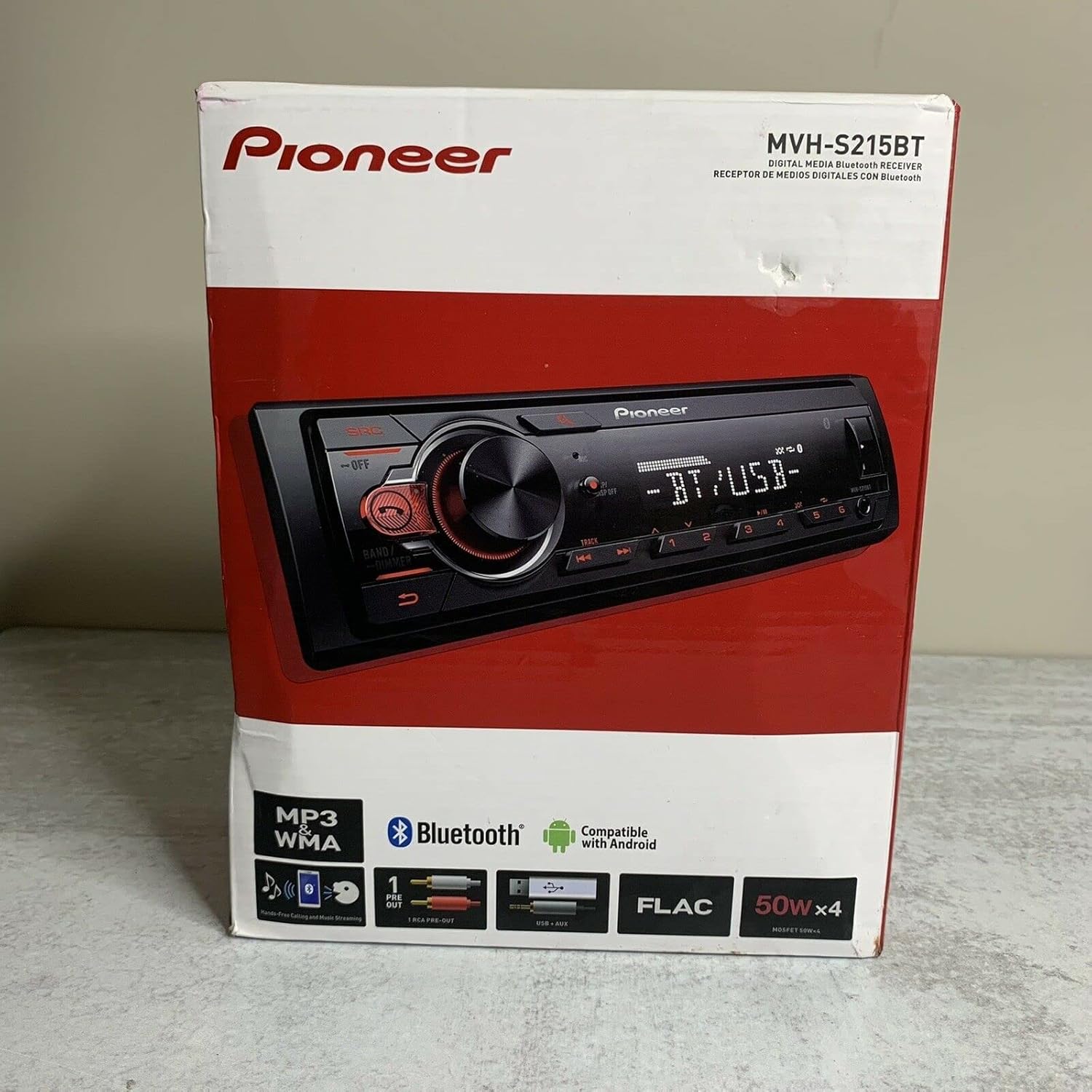 MVHS215BT- Pioneer Single Din Car Stereo In-Dash CD Player AM/FM with Charger Cable