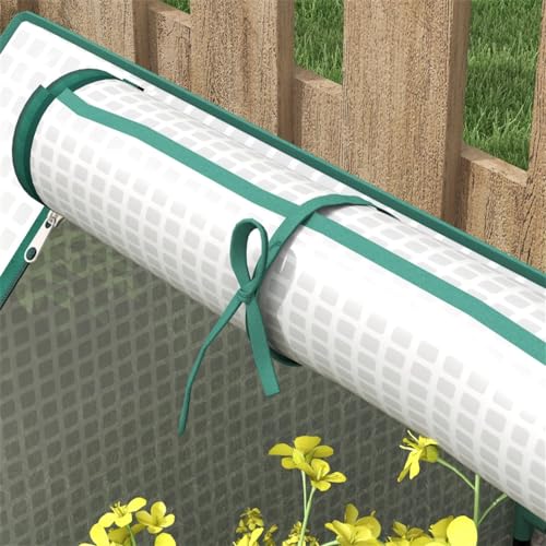 Mini Greenhouse - Garden Bed with Greenhouse Cover - Indoor Outdoor Pop Up Greenhouse with High Strength PE Cover and Roll-up Window - House Plant Protecting Plant from Sun, Rain, and Birds - White