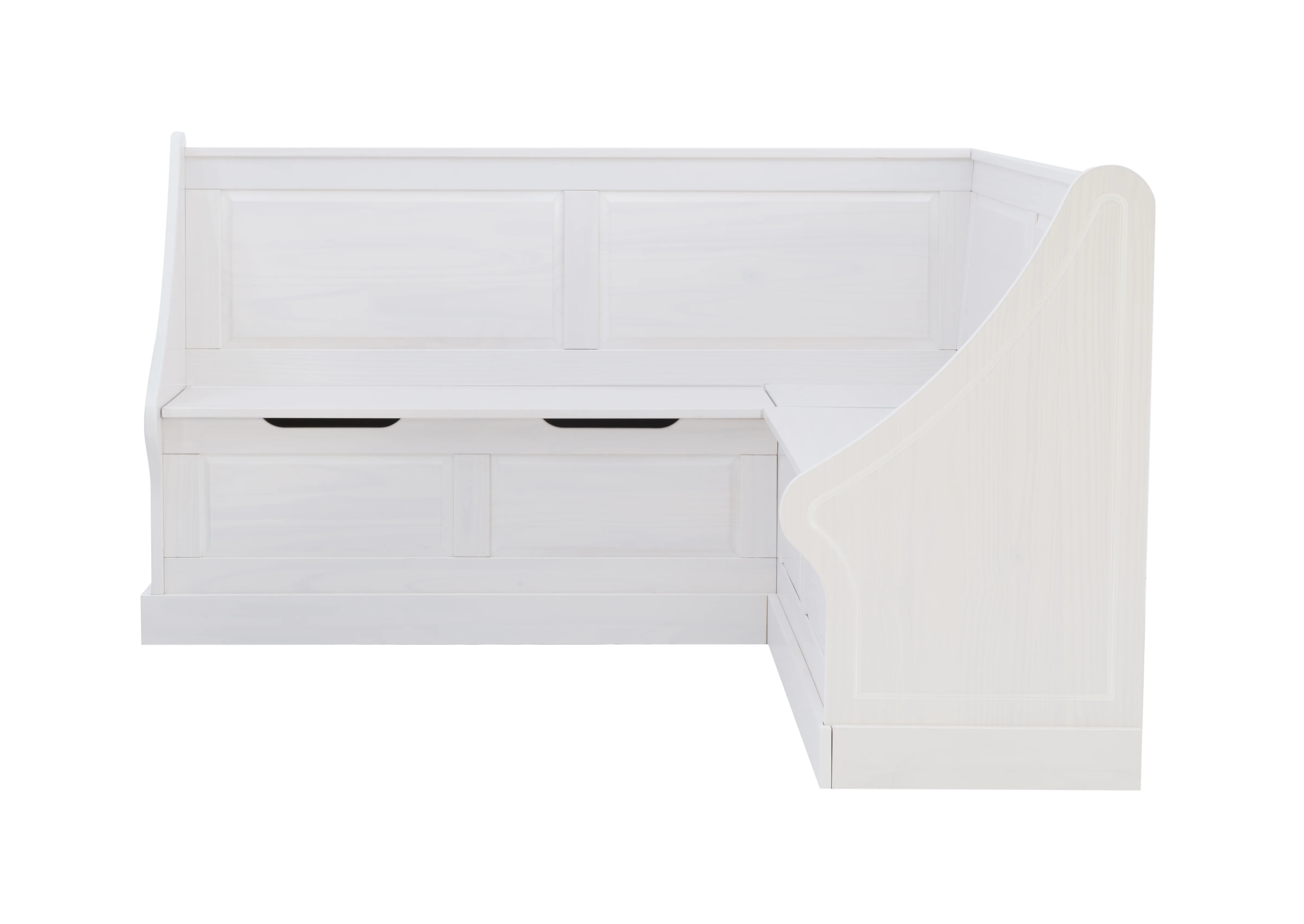 Linon Tobin Wood Corner Dining Breakfast Nook Bench with Storage, Seats 4, White Finish (Table sold separately)
