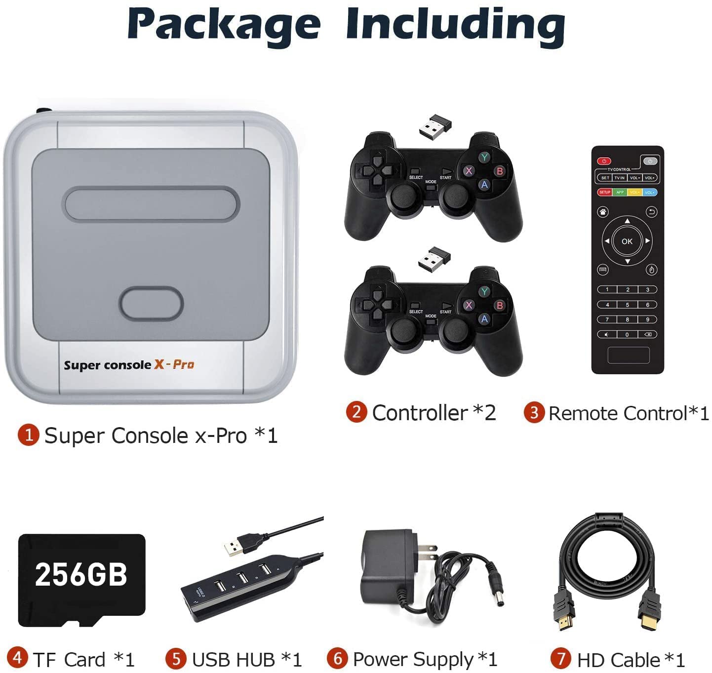 Kinhank Super Console X Pro 256GB,Retro Game Consoles,50,000+ Video Games,TV&Game System in 1,Emulator Consoles for 4K HD TV,2 Controllers,Compatible with PS1/PSP,WiFi/LAN,Gifts for Best Friend (PRO-256GB)