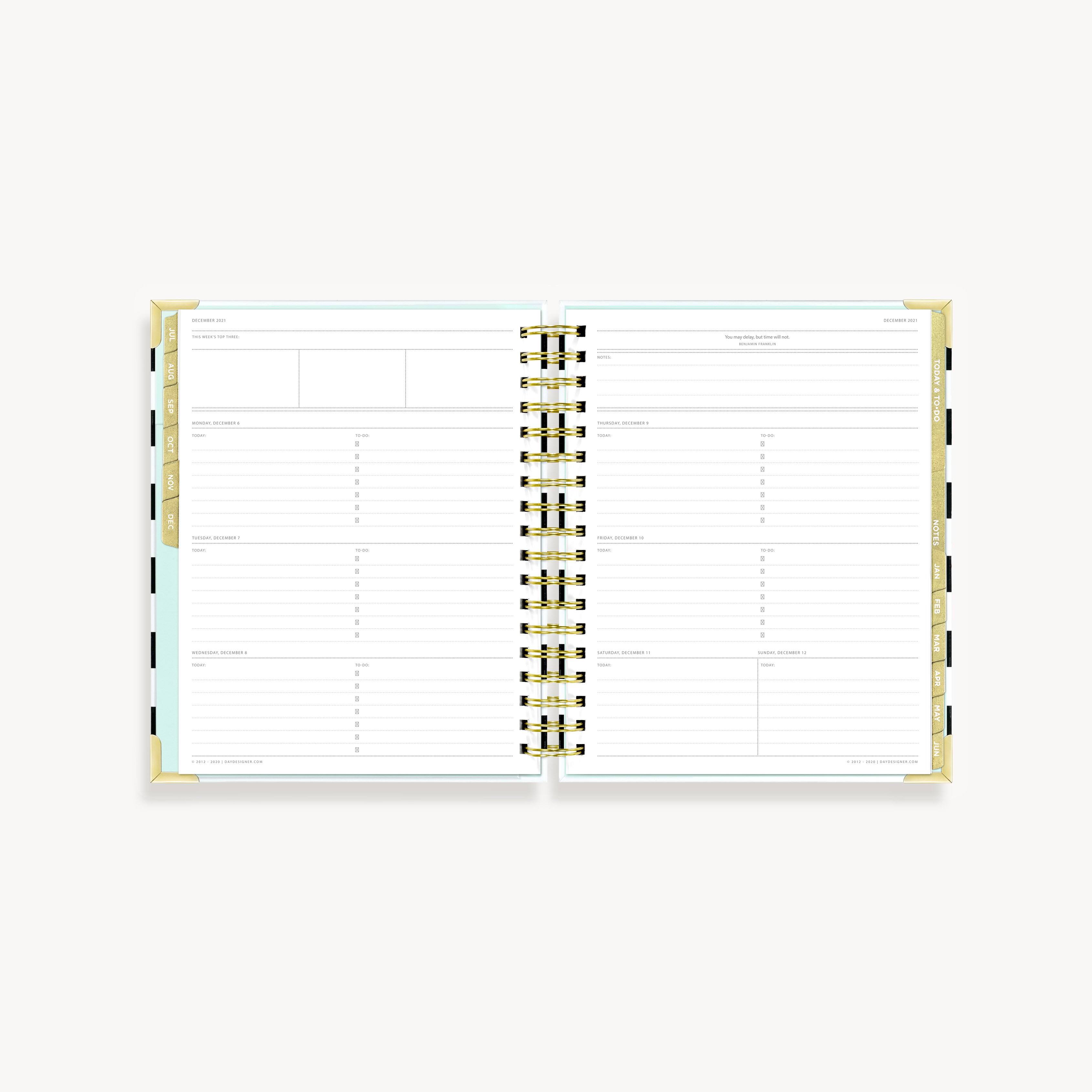 Day Designer 2021-2022 Academic Year Deluxe Weekly Planner, Life and - Black