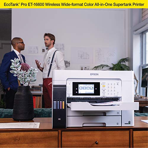 Epson EcoTank Pro ET-16650 Wireless Wide-Format Color All-in-One Supertank Printer with Scanner, Copier, Fax and Ethernet, White
