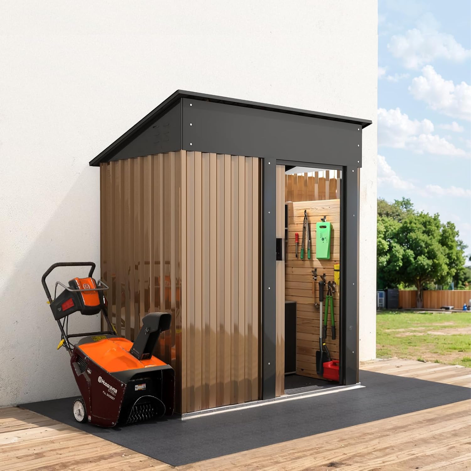 Outdoor Storage Shed 5x3 FT, Metal Garden shed, Yard Shed Storage House with Sloping Roof and Door, for Backyard Garden Patio Lawn