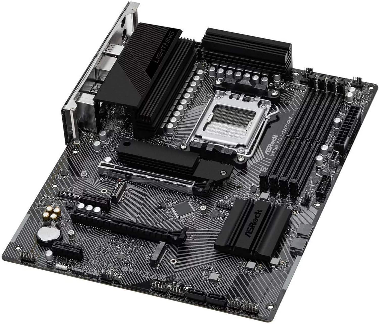 ASRock B650 PG Lighting AM5 ATX Motherboard Bundle with AMD Ryzen 5 7600X, 4 Slots DDR5, PCIE 4.0 x16, 3 M.2 Slots, 2.5Gb LAN, 7.1 Nahimic Audio, Rear USB3.2 Gen2x2 Type-C, 14+2+1 Power Phase