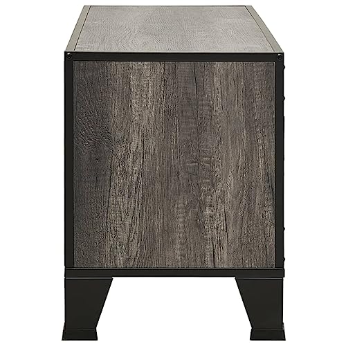 TV Stand Gray 41.3"x14.2"x18.5" Metal and MDF,Modern Industrial Metal and MDF TV Stand with Mesh Doors and Shelf for Living Room Furniture for TV & Media, Entertainment Centers