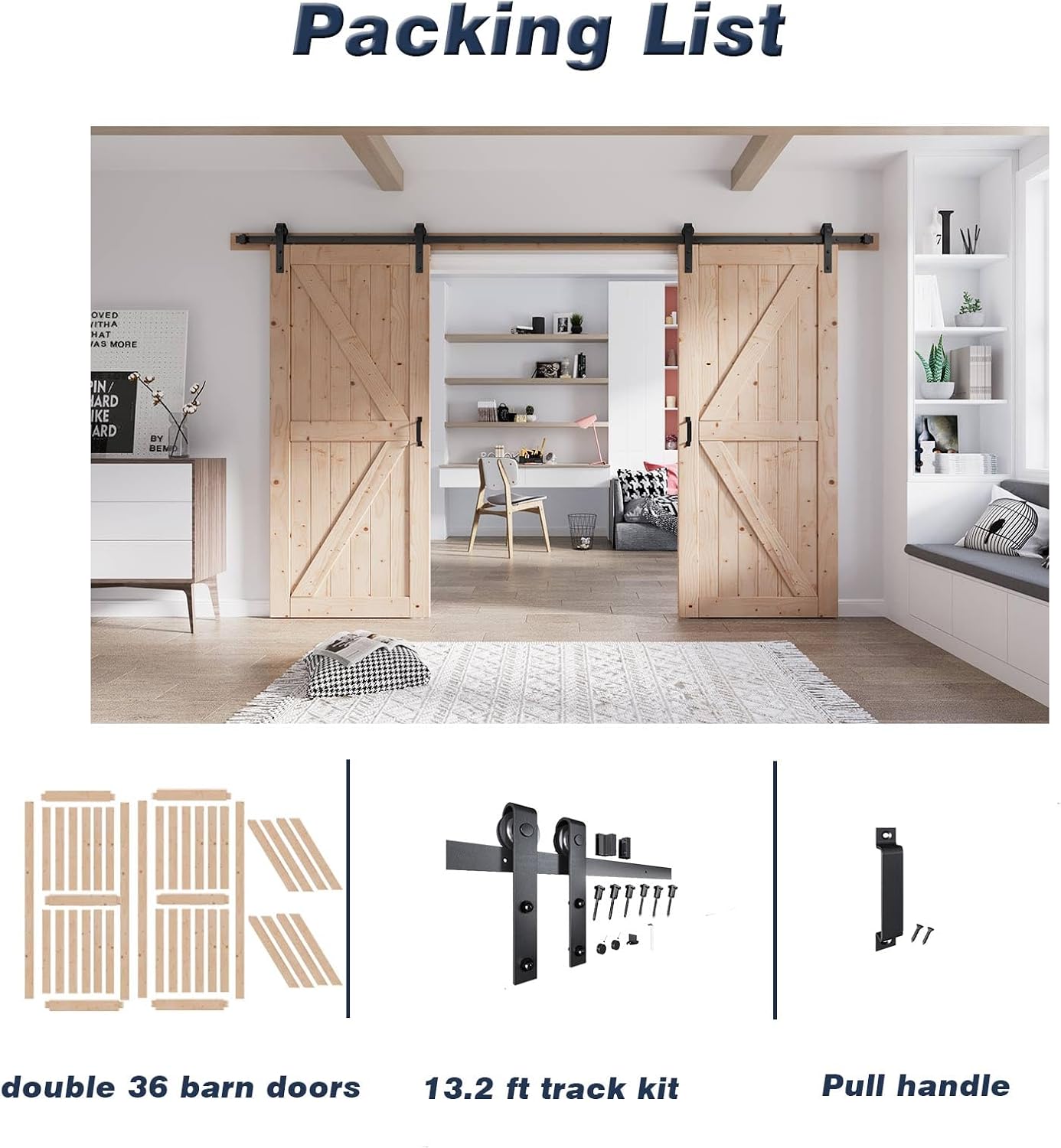 36 Double Barn Door with Hardware Included (72 barn Door)