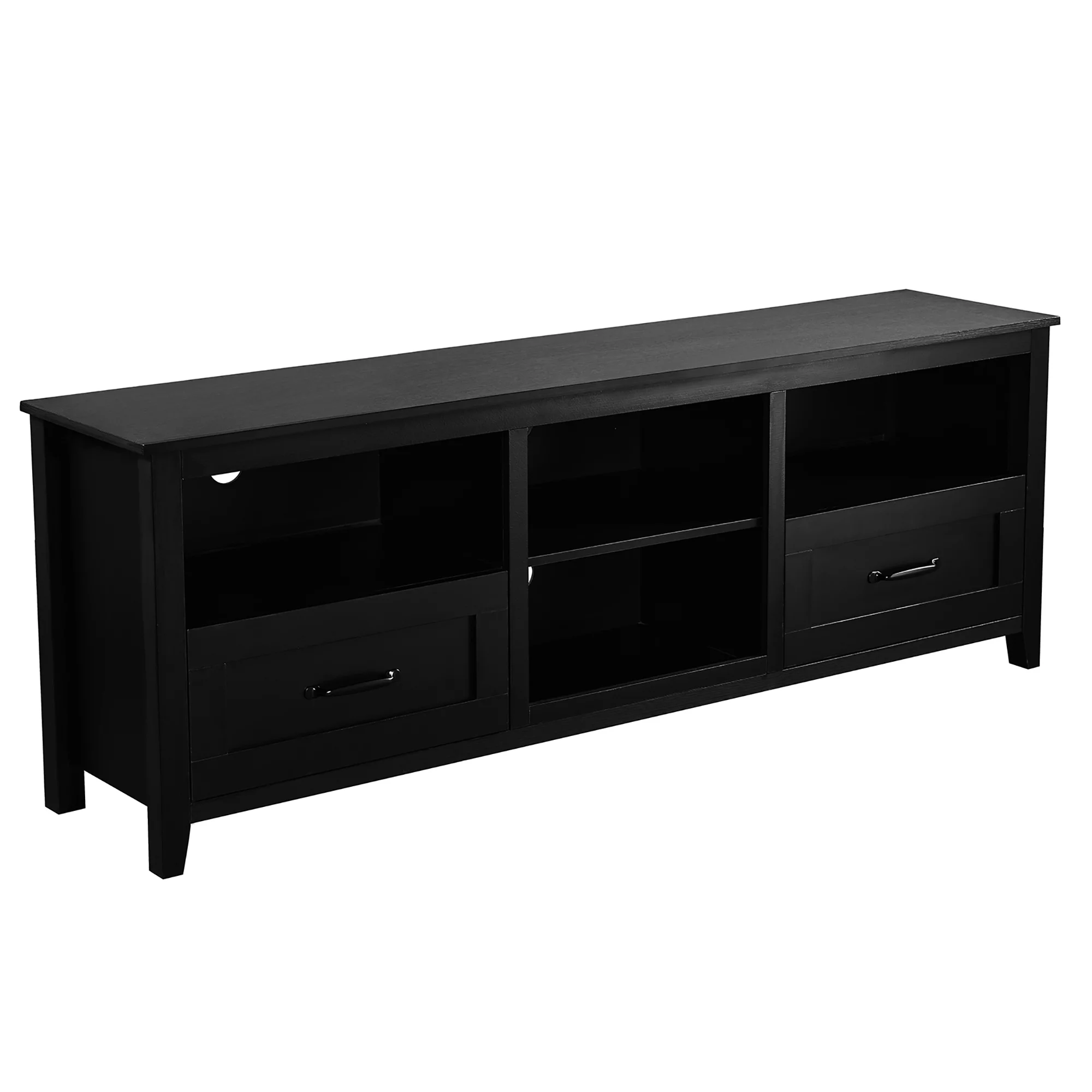 SYNGAR Industrial TV Stand for TV up to 70 inches, Wood TV Console Table Stand with 2 Storage Drawers and 4 Open Compartments, Home Living Room Entertainment Center, Black, 70"L x 15"W x 25"H