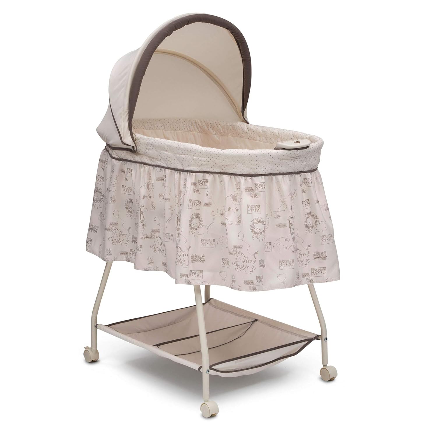 Delta Children Deluxe Sweet Beginnings Bedside Bassinet - Portable Crib with Lights and Sounds, Playtime Jungle, 33x17x45 Inch (Pack of 1) Pack of 2