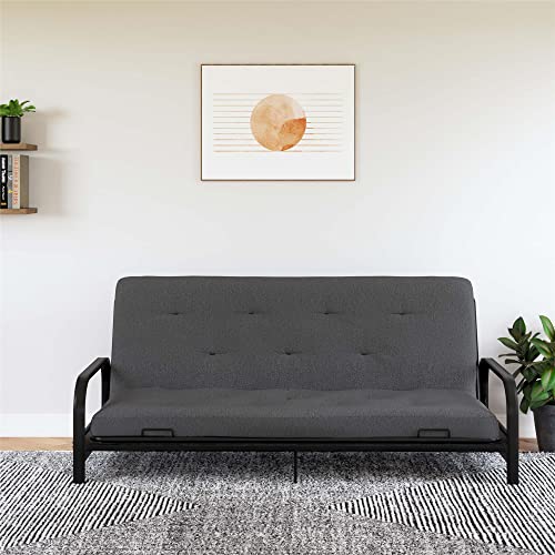 REALROOMS Cozey 6-Inch Bonnell Coil Futon Mattress, Microfiber, Full, Dark Gray
