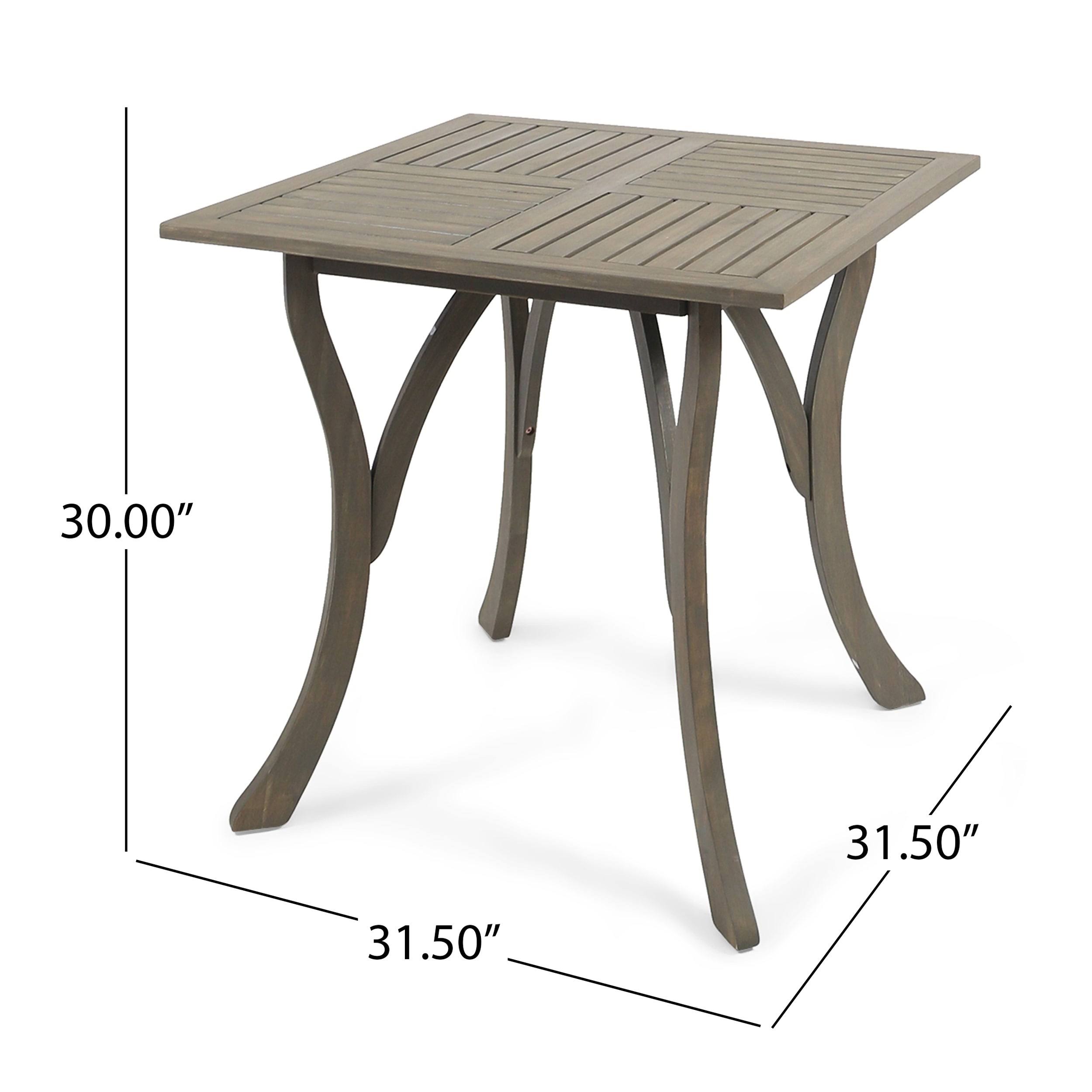 Christopher Knight Home Hermosa Outdoor Acacia Wood Square Dining Table Gray