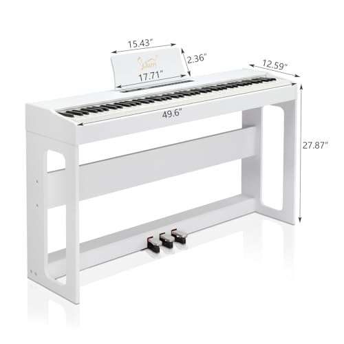 GLARRY Digital Piano 88-Key Home Full Weighted Hammer Heavy Action Digital Piano for All Experience Levels, Beginer, Portable Electric Keyboards Piano, Triple Pedals (Black)