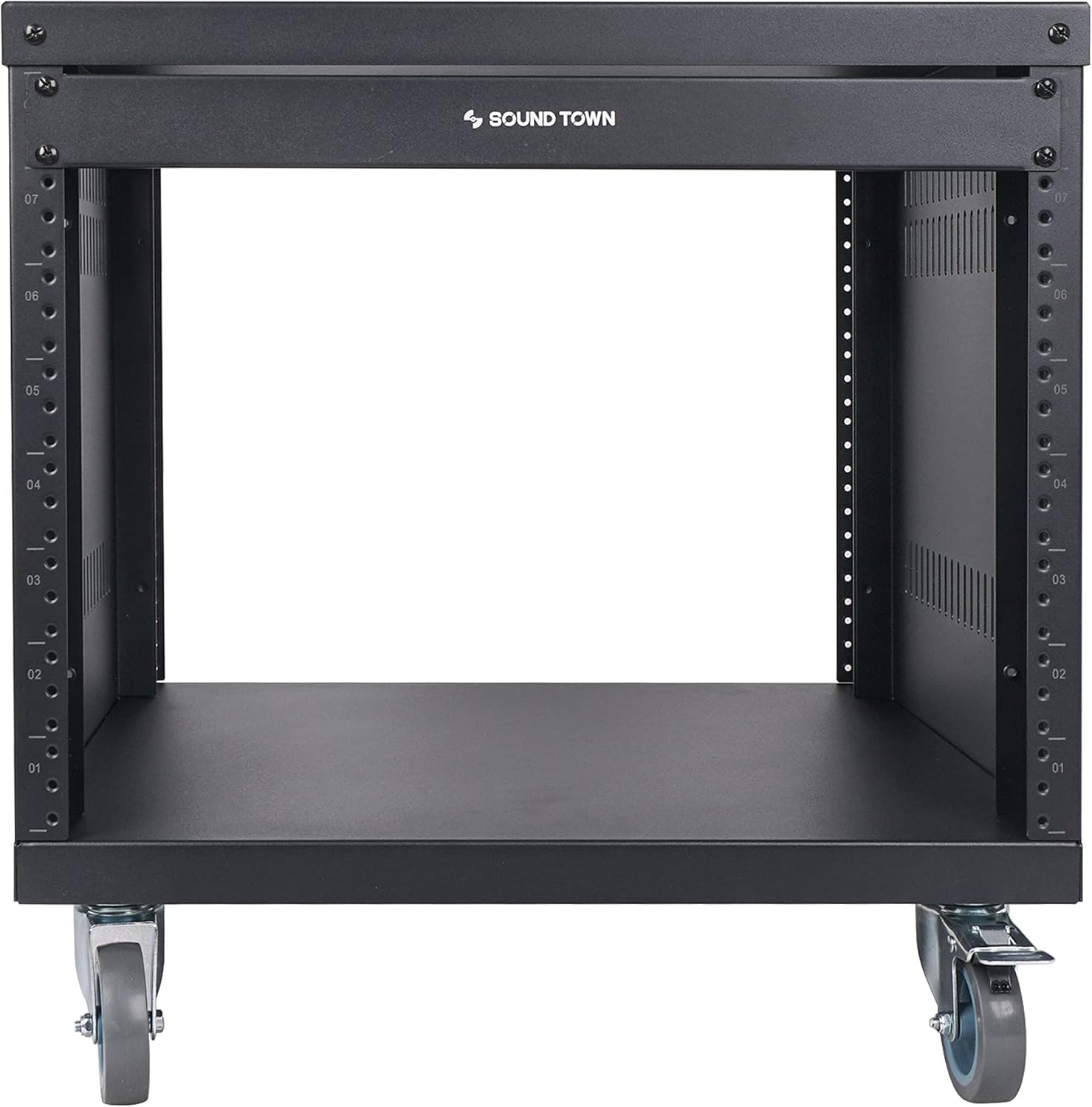 Sound Town 30U Universal Steel Rack, w/ 3 Locking Casters, Vented Side Panels for Audio Video, Server and Network Equipment (STRK-M30U)