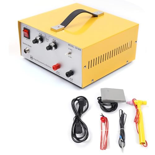 80A Pulse Spot Welder, 110V Jewelry Spot Welder, Gold Silver Jewelry Spot Welding Machine, Electric Soldering Machine With Foot Pedal, for Gold Silver Steel Jewelry Welding (Yellow)