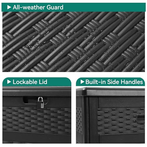 YITAHOME XXL 230 Gallon Large Deck Box, Double-Wall Resin Rattan Outdoor Storage Box with Flexible Divider for Patio Cushions Pool Float Garden Tools, 1000lbs Load Capacity Lockable Waterproof (Gray)