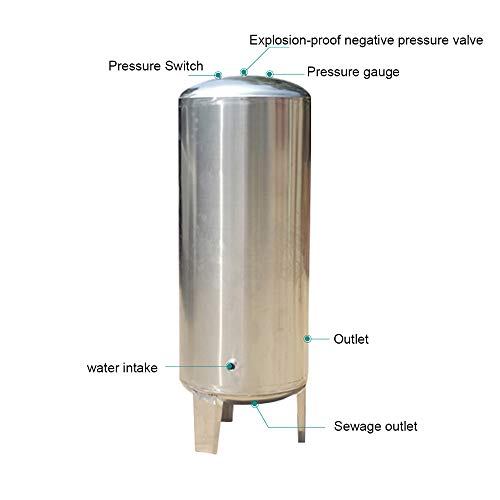 Fully automatic 304 stainless steel pressure tank container, Expansion tank for water supply pressure vessel of domestic water plant, Well water pressurized water tank reverse osmosis storage tank