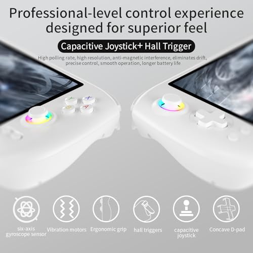 RG557 Handheld Retro Gaming Console 33 Emulators 42K+ Preloaded Games 5.48” AMOLED Display Android 14 8K TV Output Portable Video Game Console for Kids & Adults (White 512G)