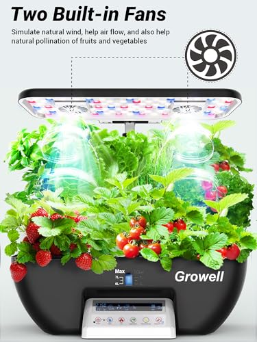 Hydroponics Growing System Kit, 17 Pods Herb Garden with 102 28W Full-Spectrum Grow Lights & 2 Fans, Indoor Garden with Water Pump, 10L Water Tank, Auto Timer, Height Adjustable (Black & Grey)