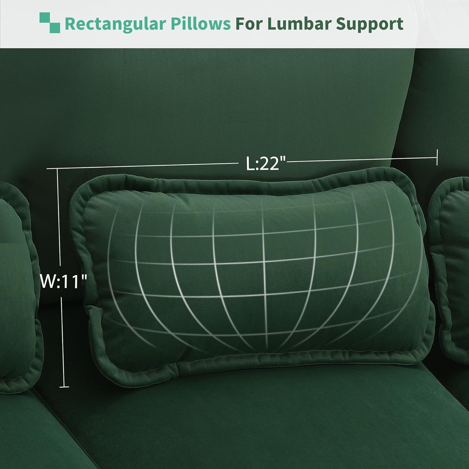 11055" Modern U-Shaped Sectional Waist Pillows,6-seat Upholstered Symmetrical Furniture,Sleeper Sofa Couch with Chaise Lounge for Living Room,Apartment, Green