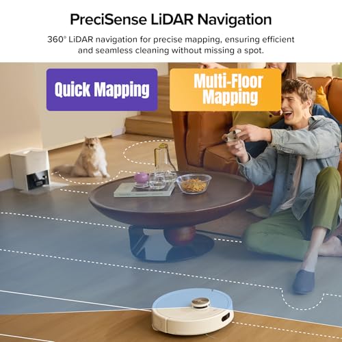 roborock Q5 Max+ Robot Vacuum with Self-Empty Dock, Upgraded from Q5+, 5500 Pa Suction, DuoRoller Brush, Hands-Free Cleaning for up to 7 Weeks, PreciSense LiDAR Navigation, App & Voice Control