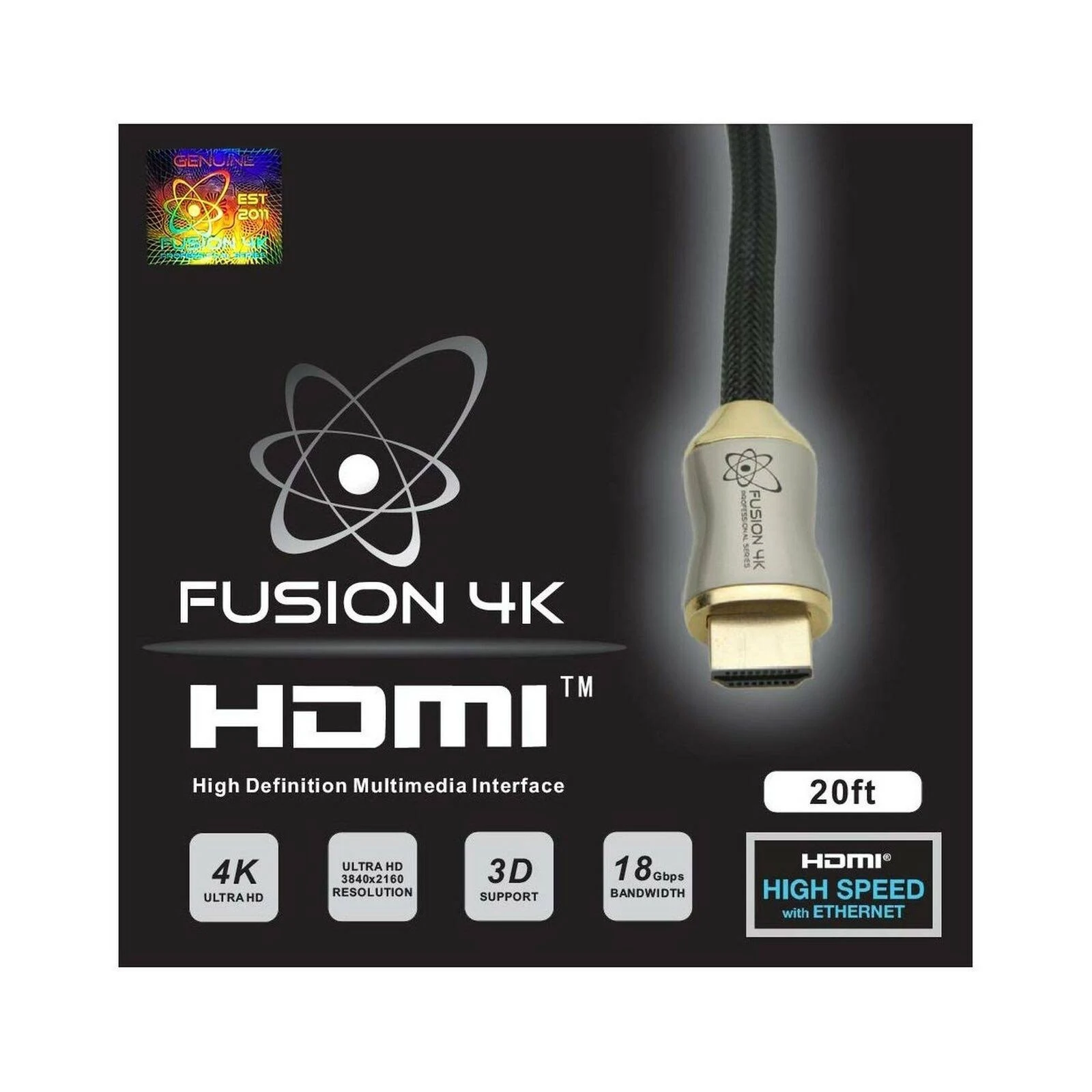 Fusion4k High Speed 4K HDMI Cable - Professional Series (20 Feet)