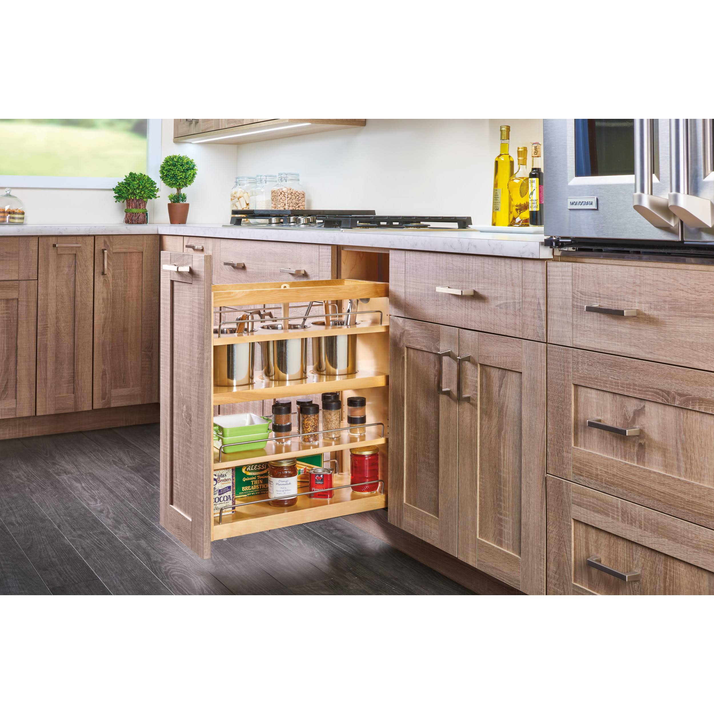 Rev-A-Shelf 6.25 in Base Cabinet Organizer w/ 3 Utensil Bins