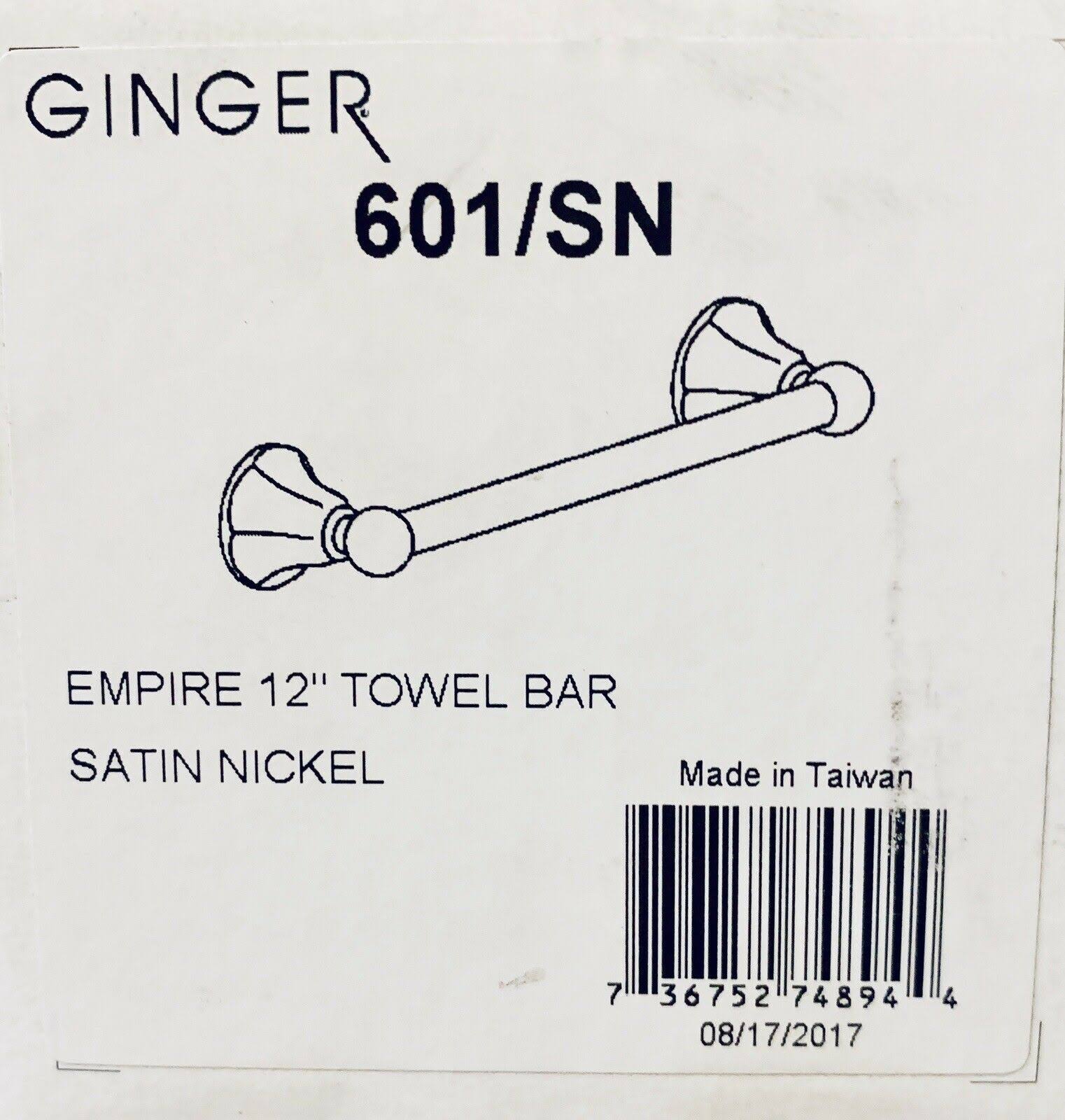 Ginger 601/SN Empire 12x22 Towel Bar - Satin Nickel