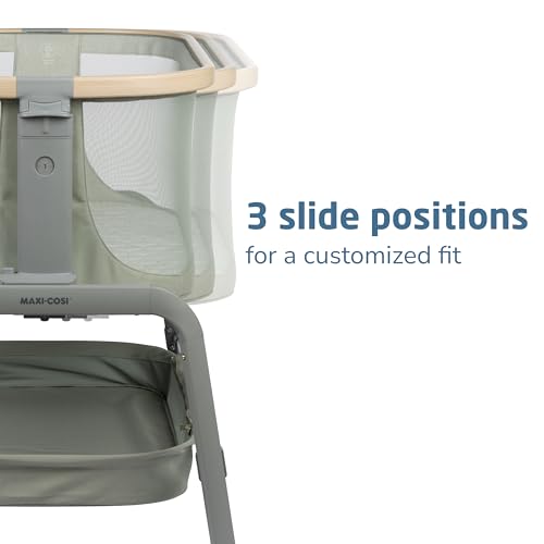Maxi-Cosi Iora Bassinet Classic Oat: Portable Baby Bassinet, Infant Bedside Sleeper Crib, Height Adjustable, Breathable Mesh, Large Storage Basket