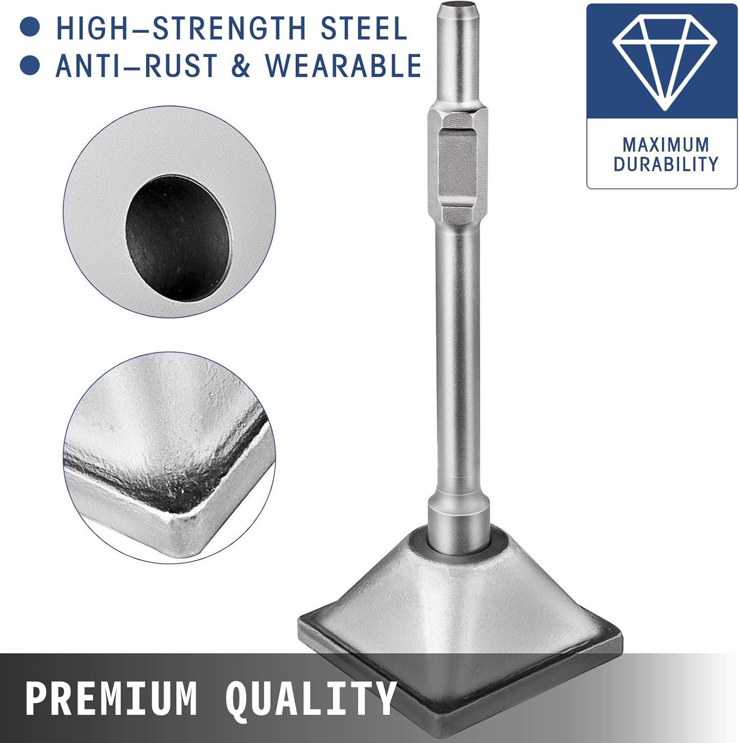 Bestauto Jack Hammer 1-1/8" Tamper Shank, Dirt Tamper 6x6" Compactor Plate with Electric Chisel Dirt Compactor, Demolition Jackhammer Bits Solid Compactor Breaker Hammer Concrete Tamper Asphalt Tools