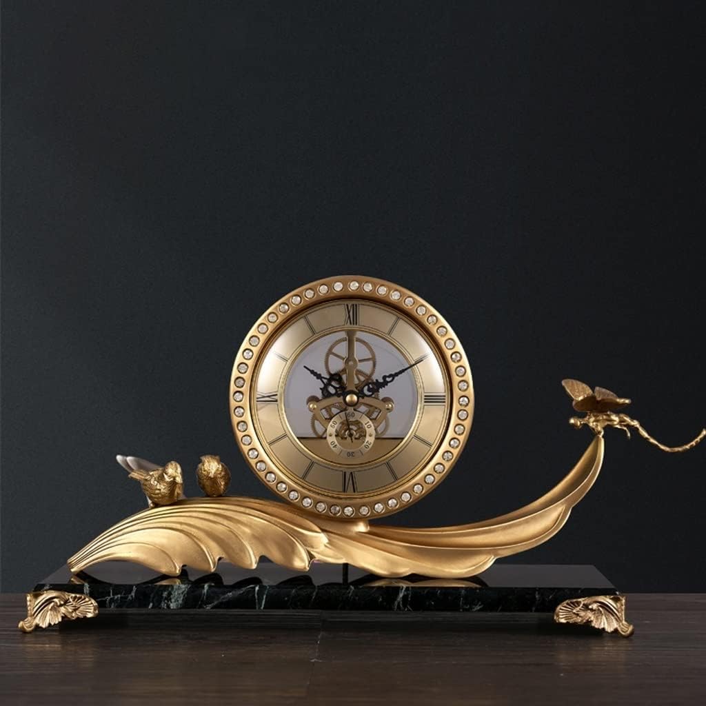 Alarm Clocks Modern Light Luxury Brass Desk Clock Living Room Desktop Silent Clock Old-Fashioned Creative Ornaments Desktop Clocks and Watches Room Accessories