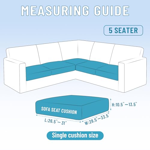 HDCAXKJ Waterproof Sectional Couch Cushion Covers 11 Pieces Stretch Jacquard L Shaped Corner Sofa Slipcover Back Cover Soft Sofa Seat Cushion Covers for Dogs Pet (5 Seater and 6 Backrest, Dark Gray)