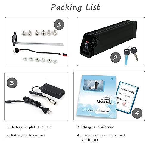 Co-Well (US Warehouse) E-Bike Battery 36V 48V- 10AH 13AH 15AH 18AH Lithium Ion Battery with Charger for 200W 250W 350W 500W 750W 1000W Electric Bike Battery Mountain Bike Motor