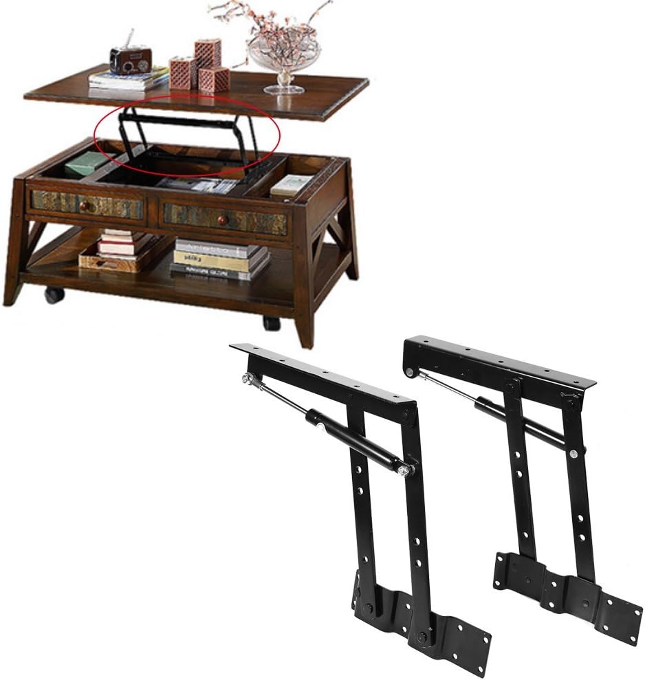 1 Pair Folding Lift up Top Furniture Hinge, Practical Lift Up Coffee Table Mechanism Hardware Fitting Hinge, Spring Standing Desk Frame