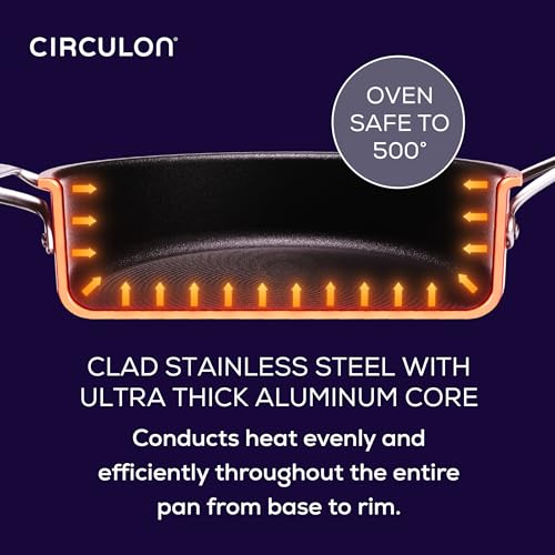 Circulon C1 Series Clad Stainless Steel with ScratchDefense Technology Cookware Nonstick Induction Stockpot with Lid, Metal Utensil Safe, 8 Quart - Polished Stainless Steel