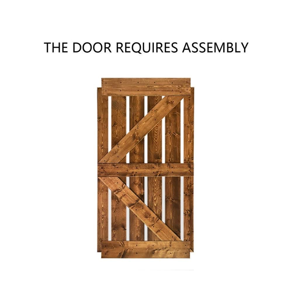 CALHOME K Series 36 in. L x 84 in. H Solid White Stained Knotty Pine Wood Interior Sliding Barn Door with Hardware Kit
