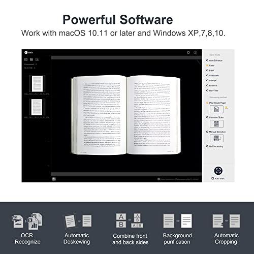 CZUR ET24 Pro Professional Book Scanner, 24MP Document Camera, 3rd Gen Auto-Flatten & Deskew Tech, A3 Document Scanner, 180+ Languages OCR, Support HDMI, for Windows/MacOS/Linux