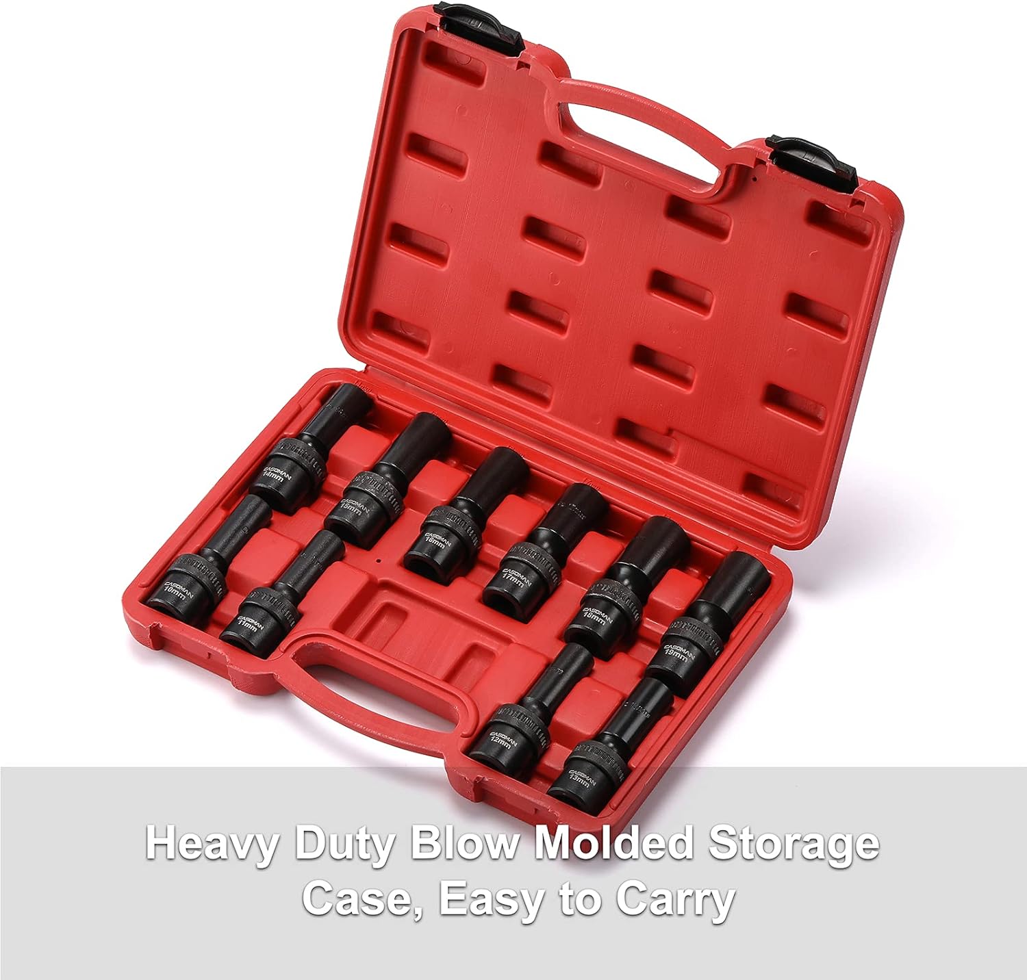 CASOMAN 15 PCS 3/8" Drive Shallow Universal Impact Socket Set, 6 Point, Metric,8-22mm