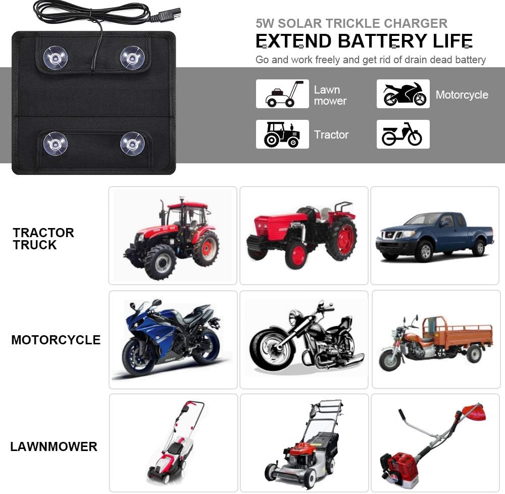 ECO-WORTHY 12 Volt 10 Watt Solar Car Battery Charger & Maintainer, Solar Panel Trickle Charger, Portable Power Backup Kit with Alligator Clip Adapter for Car, Boat, Automotive, Motorcycle, RV