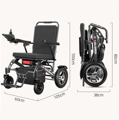 Intelligent Power Wheelchairs Foldable Electric Wheelchairs for Adults 360° Joystick Control -12.4 mi Cruise Range-All Terrain Electric Wheelchair Support 300lbs, Airline Approved (Silver)