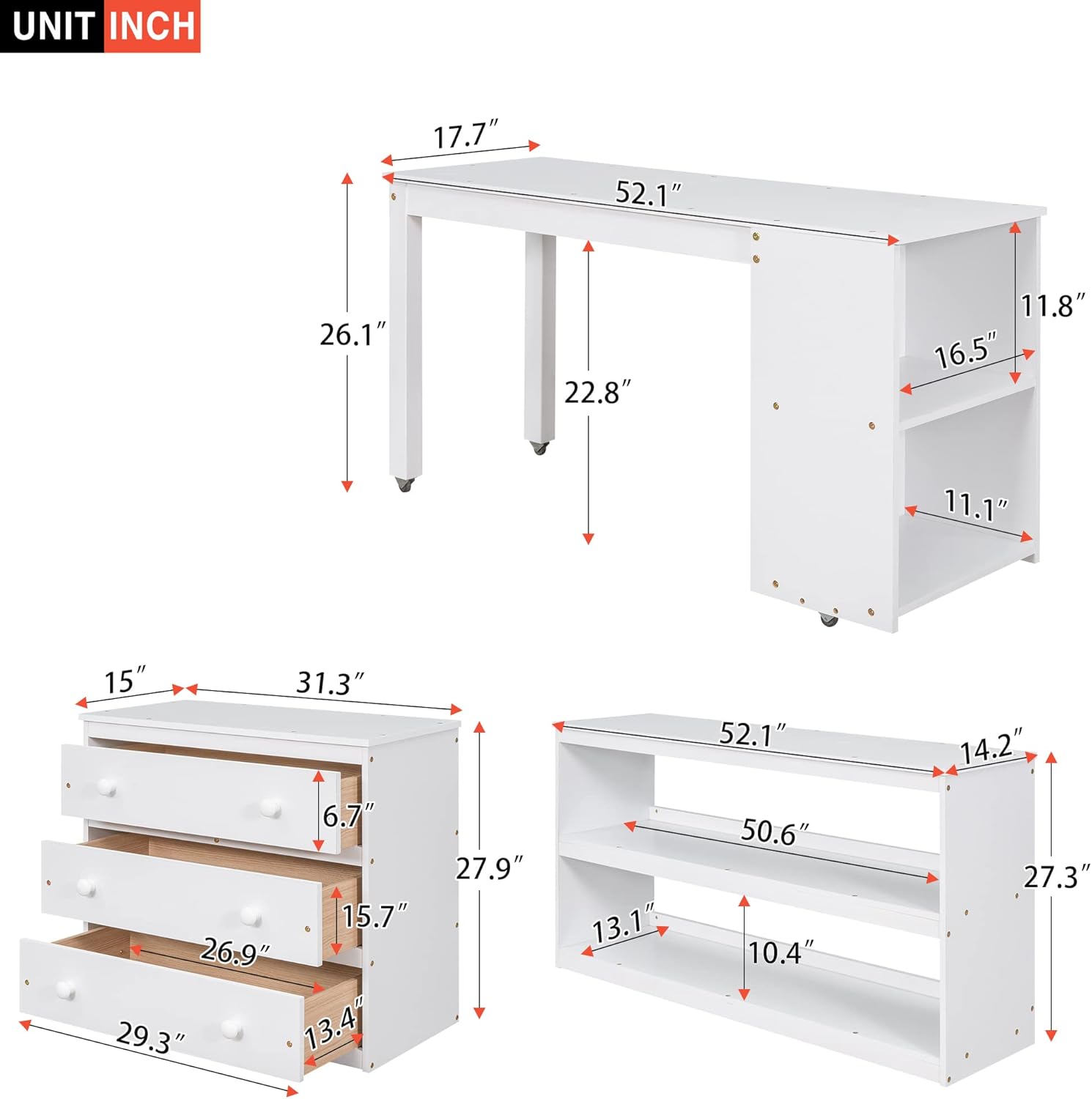 Merax Full Loft Bed, Wood Loft Bed Full Size with Desk, Low Study Full Size Loft Bed Frame with Cabinet and Shelves, Great for Kids/Teens/Boys/Girls/Adults, White