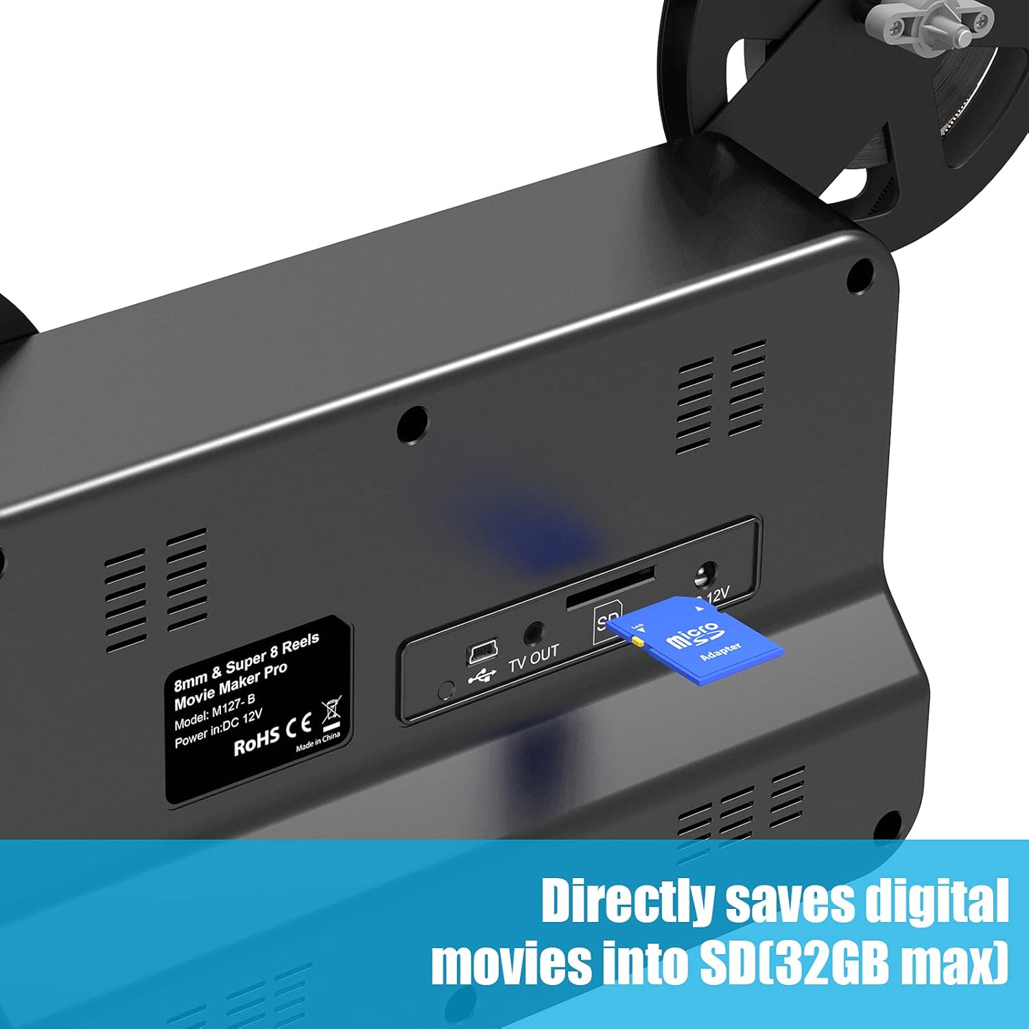 8mm & Super 8 Reels to Digital MovieMaker Film Scanner Converter, Pro Film Digitizer Machine with 2.4 LCD, Convert 5 inch and 8 inch 8mm Super 8 Film reels into 1080P Digital Videos