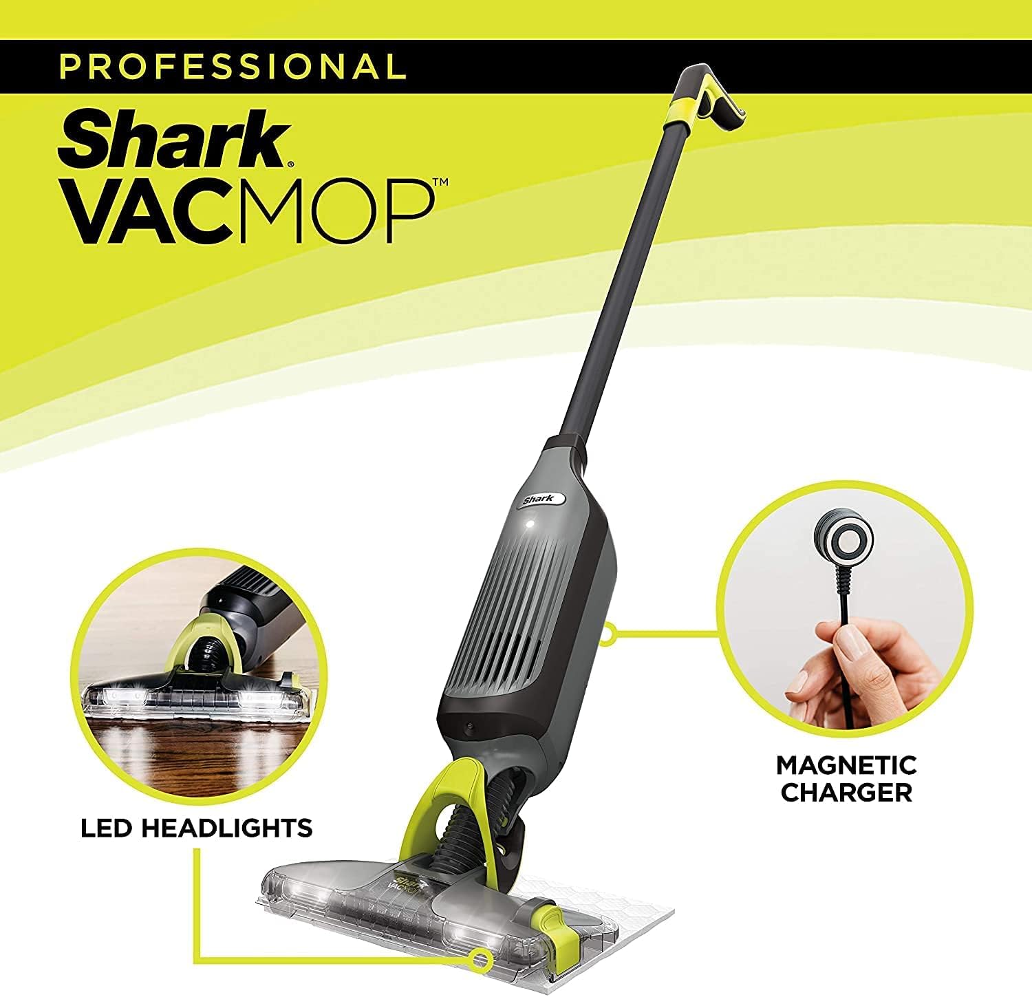 Shark VM252 VACMOP Pro Cordless Hard Floor Vacuum Mop with Disposable Pad, Charcoal Gray (VM252) (Renewed)